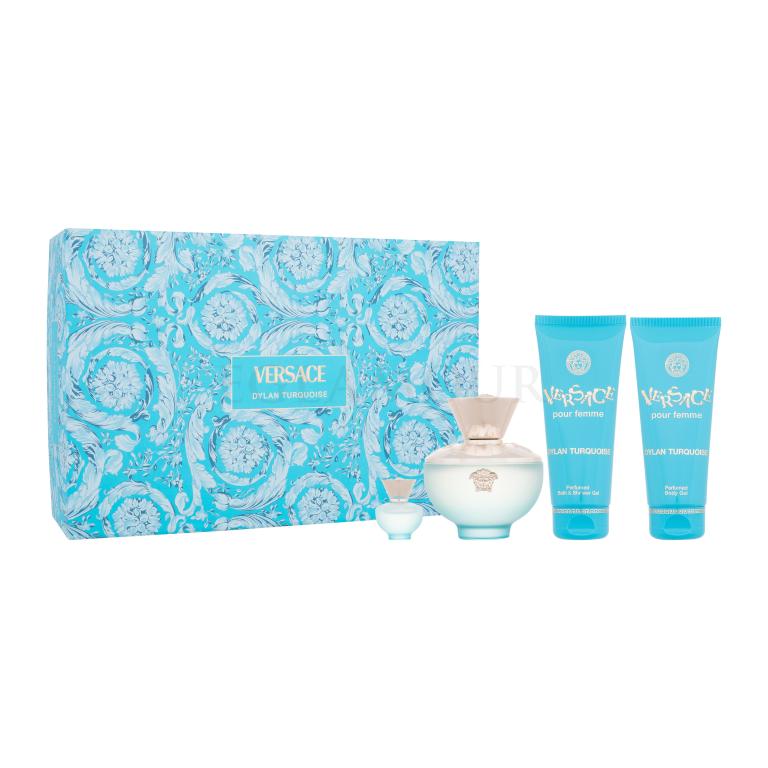 Versace Pour Femme Dylan Turquoise Zestaw Edt 100 ml + Edt 5 ml + Żel pod prysznic 100 ml + Żel do ciała 100 ml