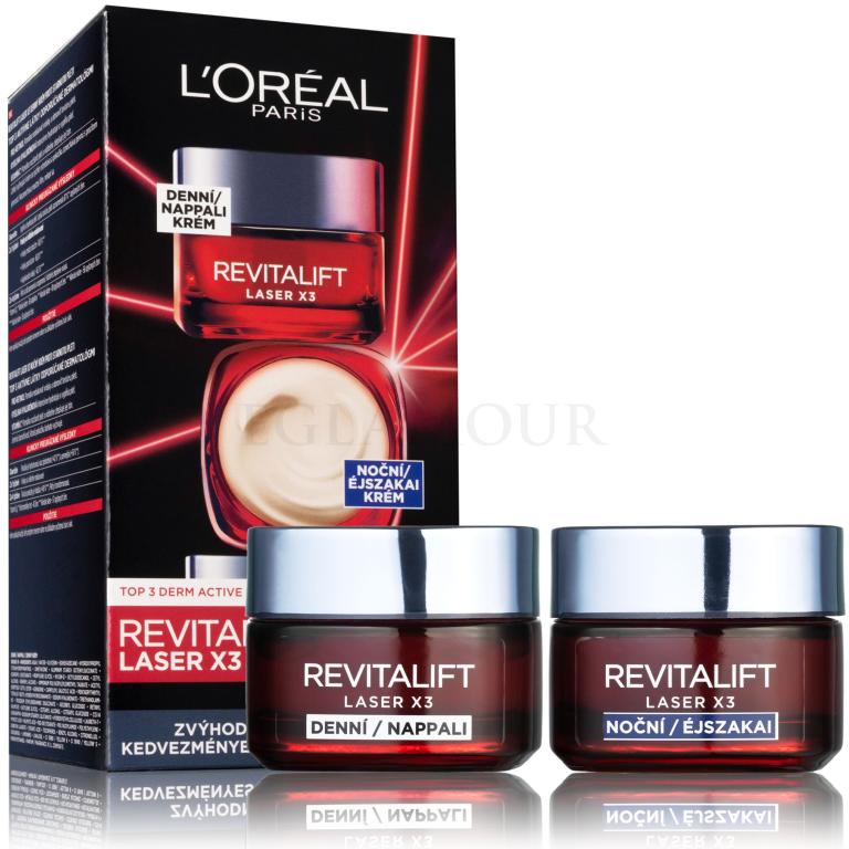 L&#039;Oréal Paris Revitalift Laser X3 Day Cream Zestaw Krem na dzień Revitalift Laser X3 50 ml + Krem na noc Revitalift Laser X3 50 ml