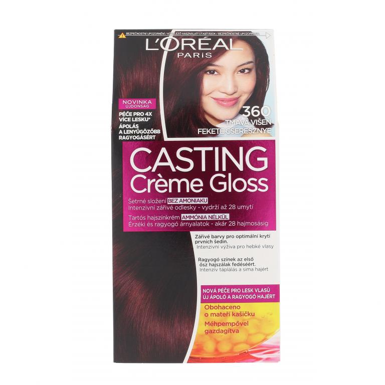 L&#039;Oréal Paris Casting Creme Gloss Farba do włosów dla kobiet 48 ml Odcień 360 Black Cherry Uszkodzone pudełko