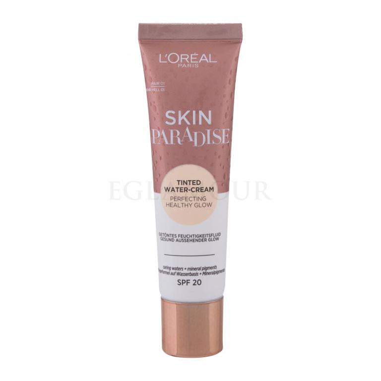 L&#039;Oréal Paris Skin Paradise Tinted Water-Moisturiser SPF20 Podkład dla kobiet 30 ml Odcień 01 Fair