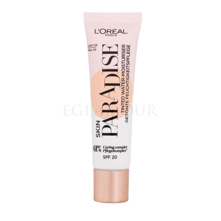 L&#039;Oréal Paris Skin Paradise Tinted Water-Moisturiser SPF20 Podkład dla kobiet 30 ml Odcień 03 Light