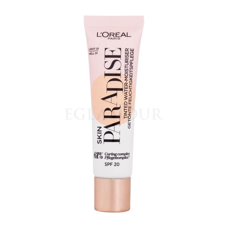 L&#039;Oréal Paris Skin Paradise Tinted Water-Moisturiser SPF20 Podkład dla kobiet 30 ml Odcień 01 Light