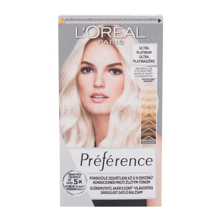 L&#039;Oréal Paris Préférence Le Blonding Farba do włosów dla kobiet 60 ml Odcień Ultra Platinum Uszkodzone pudełko