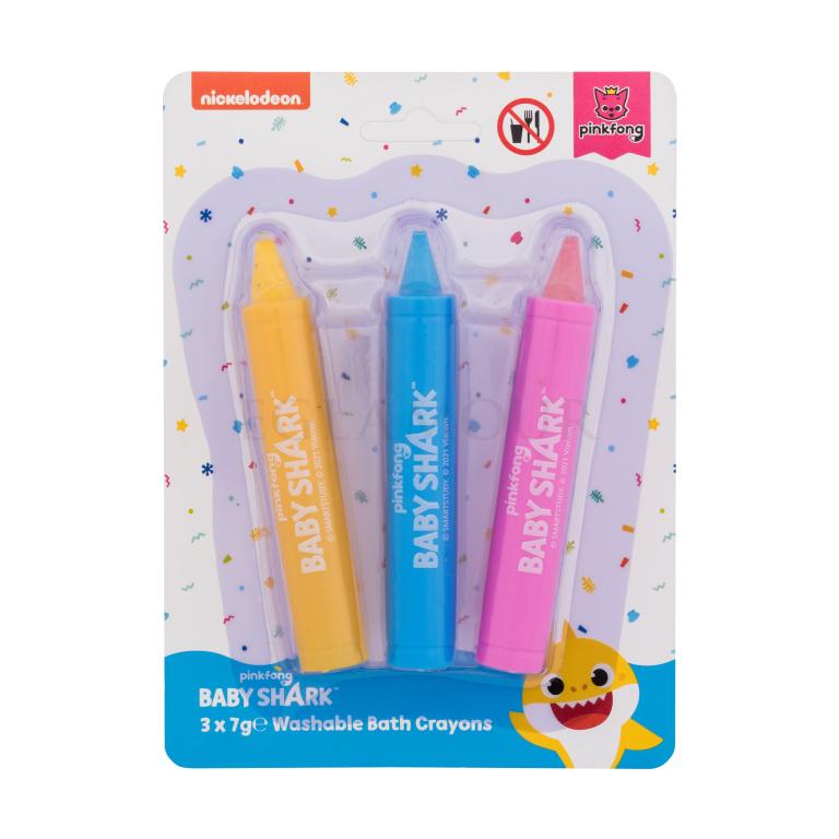 Pinkfong Baby Shark Washable Bath Crayons Zestaw Kredka 7 g Yellow + kredka 7 g Blue + kredka 7 g Pink