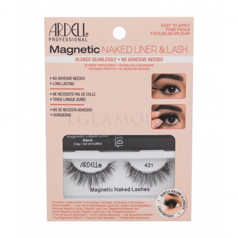 Ardell Magnetic Naked Lashes 421 Zestaw Sztuczne rzęsy Magnetic Naked Lashes 421 1 szt. + eyeliner Magnetic Liquid Liner 2,5 g Black