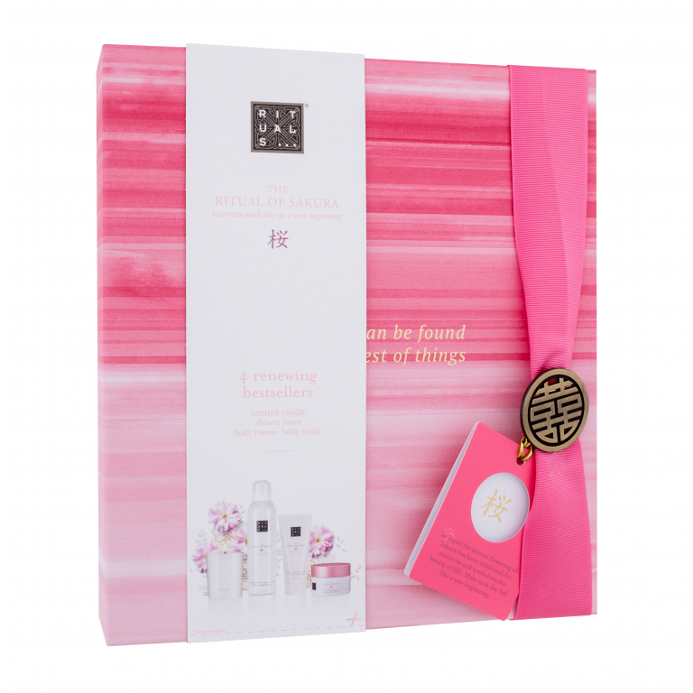 Rituals The Ritual Of Sakura Gift Set Zestaw Pianka pod prysznic 200 ml + krem do ciała 100 ml + peeling do ciała 125 g + świeczka