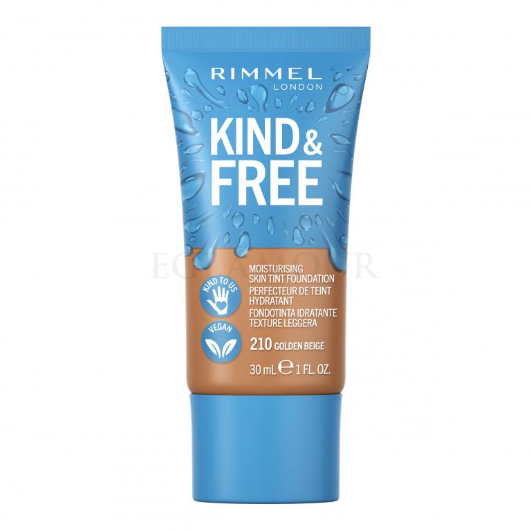 Rimmel London Kind &amp; Free Skin Tint Foundation Podkład dla kobiet 30 ml Odcień 210 Golden Beige