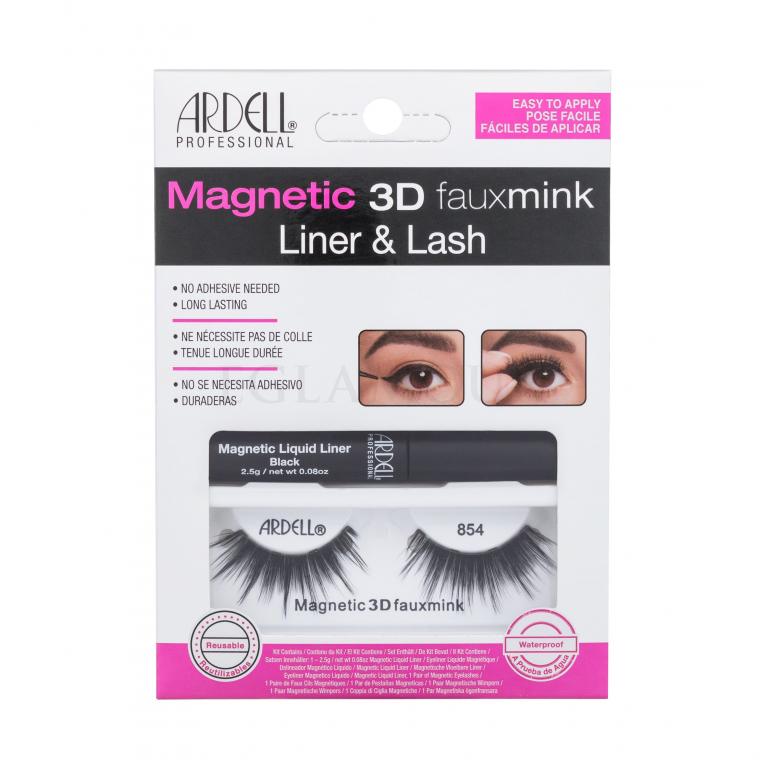 Ardell Magnetic 3D Faux Mink 854 Sztuczne rzęsy dla kobiet Odcień Black Zestaw