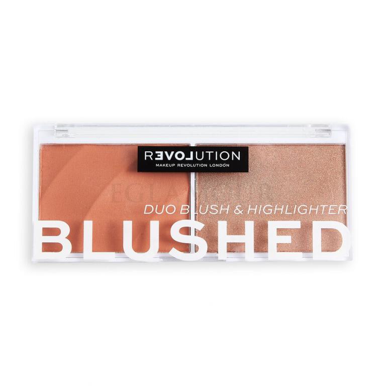 Revolution Relove Colour Play Blushed Duo Blush &amp; Highlighter Paletka do konturowania dla kobiet 5,8 g Odcień Queen