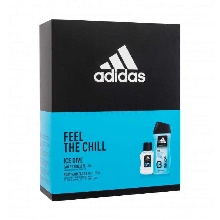 Adidas Ice Dive Zestaw EDT 50 ml + żel pod prysznic 250 ml Uszkodzone pudełko