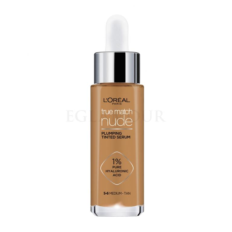 L&#039;Oréal Paris True Match Nude Plumping Tinted Serum Podkład dla kobiet 30 ml Odcień 5-6 Medium-Tan