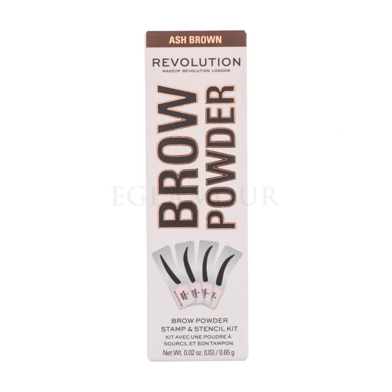 Makeup Revolution London Brow Powder Stamp &amp; Stencil Puder do brwi dla kobiet 0,65 g Odcień Ash Brown