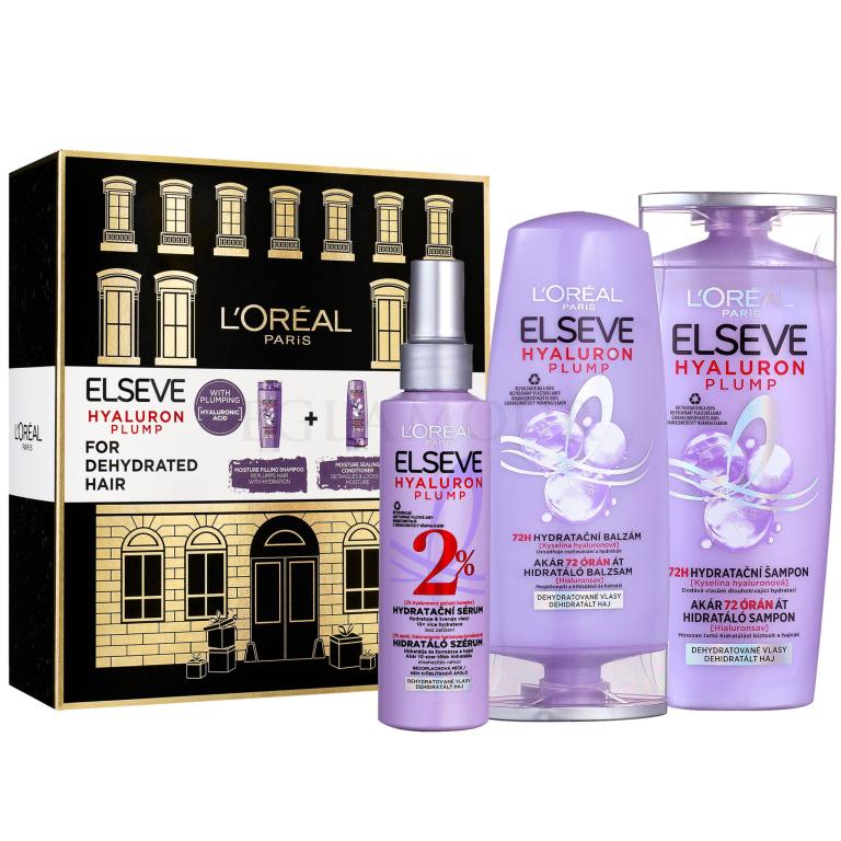 L&#039;Oréal Paris Elseve Hyaluron Plump Zestaw Szampon 250 ml + odżywka 200 ml + serum do włosów 150 ml