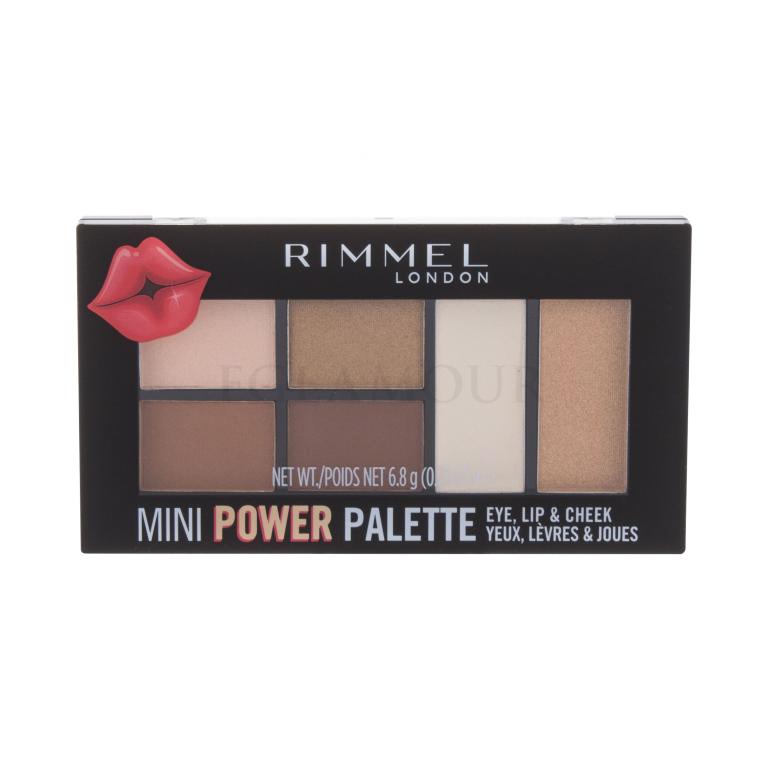 Rimmel London Mini Power Palette Paletka do konturowania dla kobiet 6,8 g Odcień 002 Sassy Uszkodzone pudełko