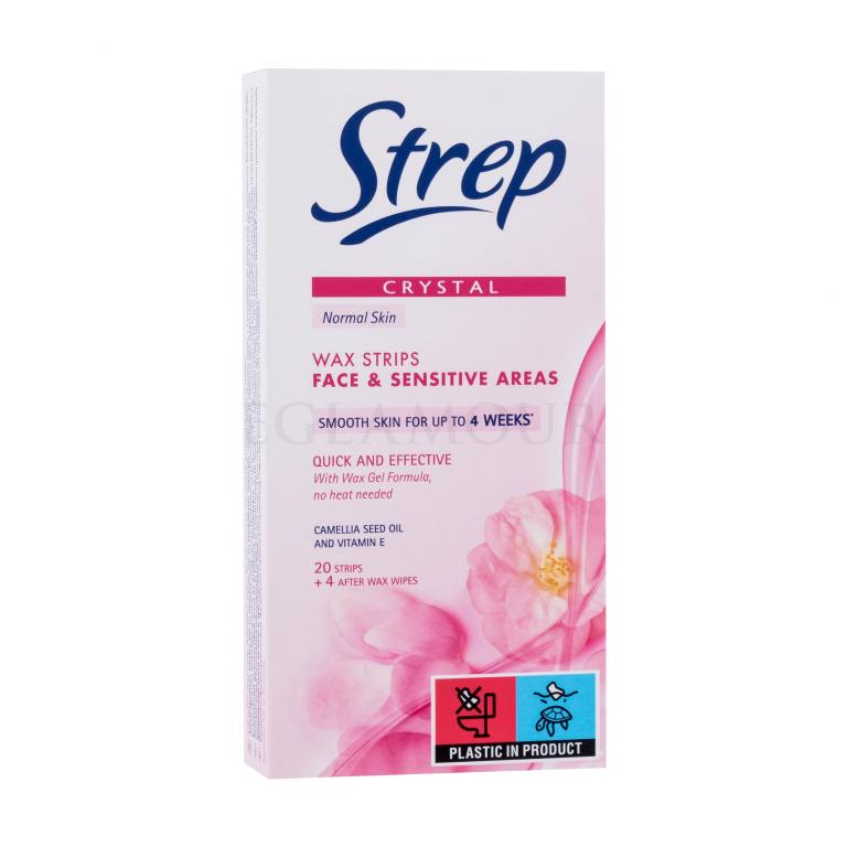 Strep Crystal Wax Strips Face &amp; Sensitive Areas Normal Skin Akcesoria do depilacji dla kobiet 20 szt