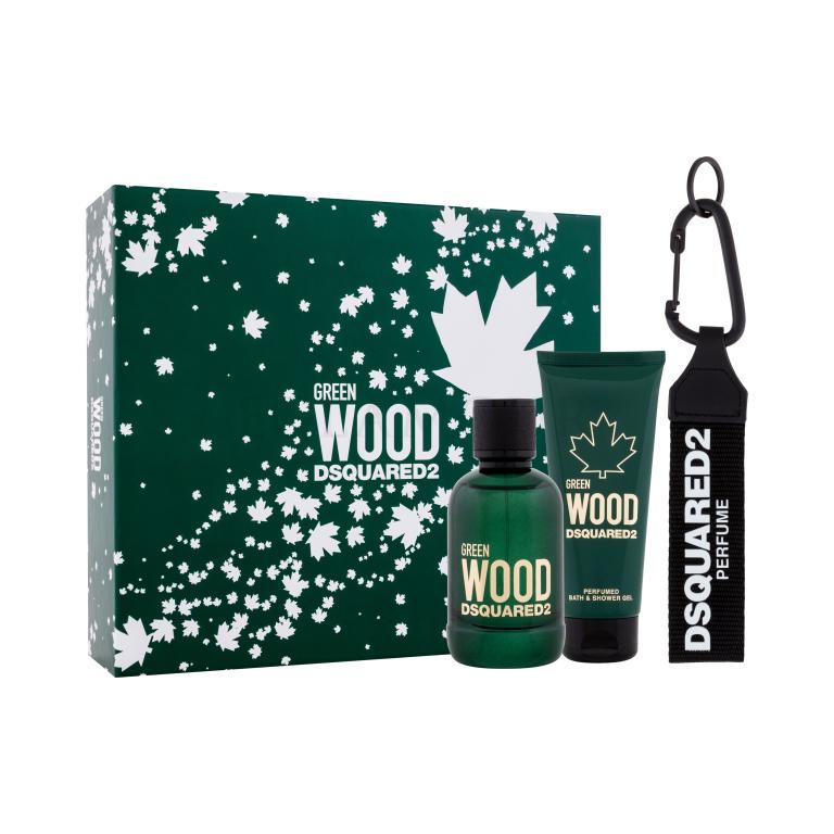 Dsquared2 Green Wood Zestaw Edt 100 ml + Żel pod prysznic 100 ml + Breloczek