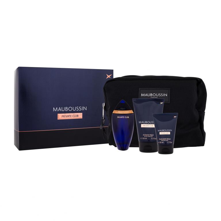 Mauboussin Private Club Zestaw Edp 100 ml + Balsam po goleniu 50 ml + Żel pod prysznic 100 ml + Kosmetyczka