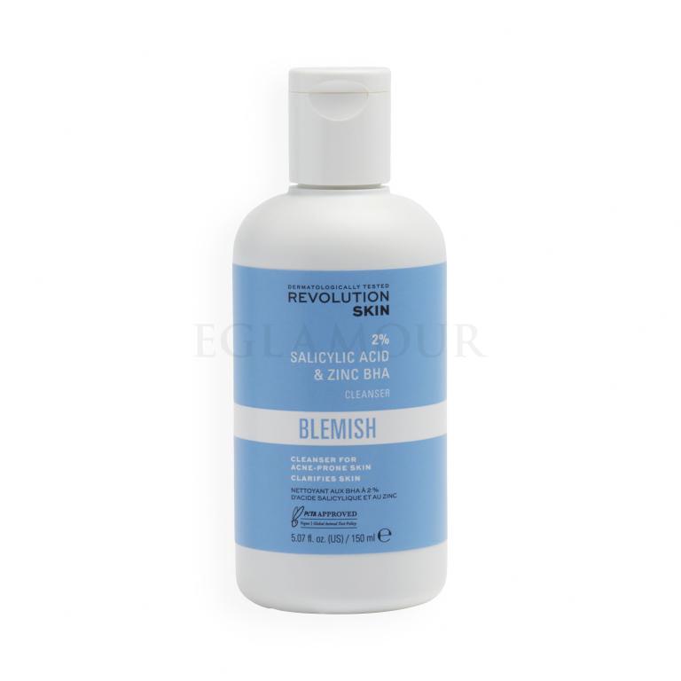 Revolution Skincare Blemish 2% Salicylic Acid &amp; Zinc BHA Cleanser Żel oczyszczający dla kobiet 150 ml