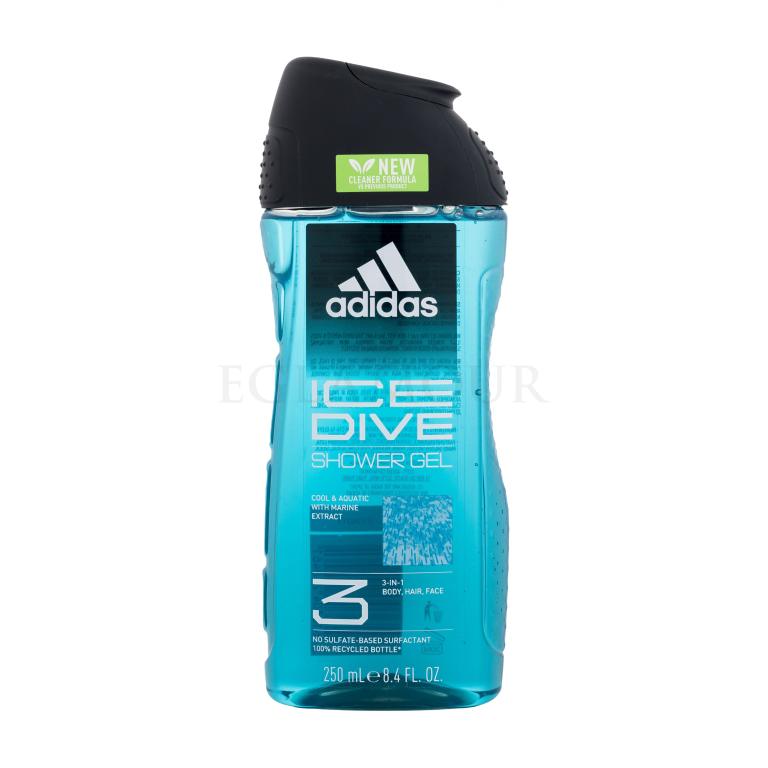 Adidas Ice Dive Shower Gel 3-In-1 New Cleaner Formula Żel pod prysznic dla mężczyzn 250 ml