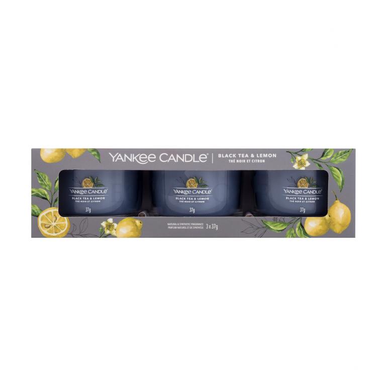 Yankee Candle Black Tea &amp; Lemon Zestaw Świeczka zapachowa 3 x 37 g