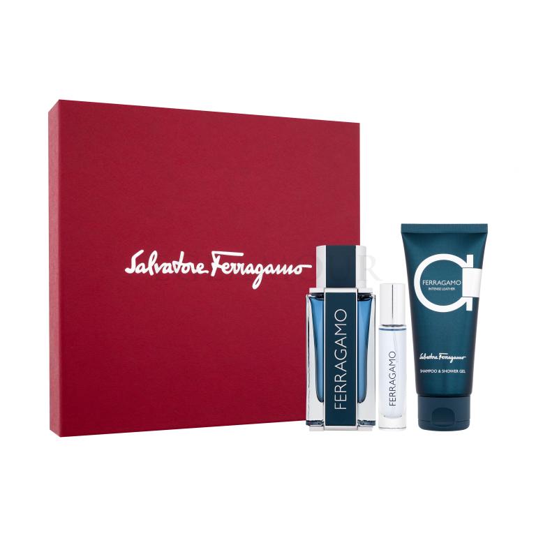 Ferragamo Ferragamo Intense Leather Zestaw EDP 100 ml + żel pod prysznic 100 ml + EDP 10 ml