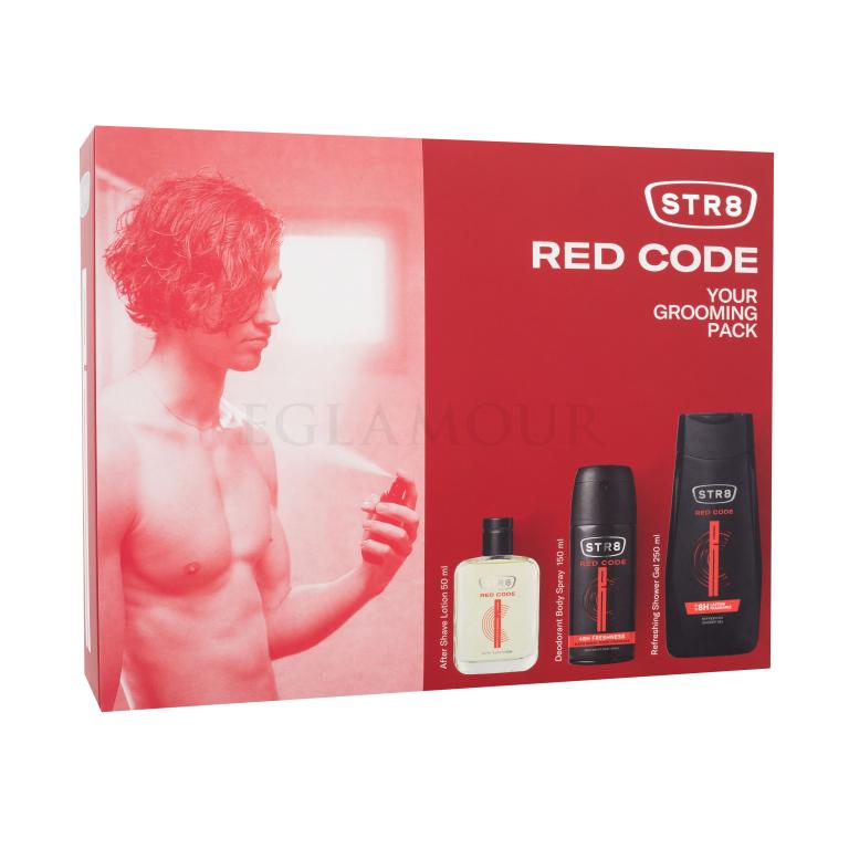 STR8 Red Code Zestaw Woda po goleniu 50 ml + dezodorant 150 ml + żel pod prysznic Uszkodzone pudełko