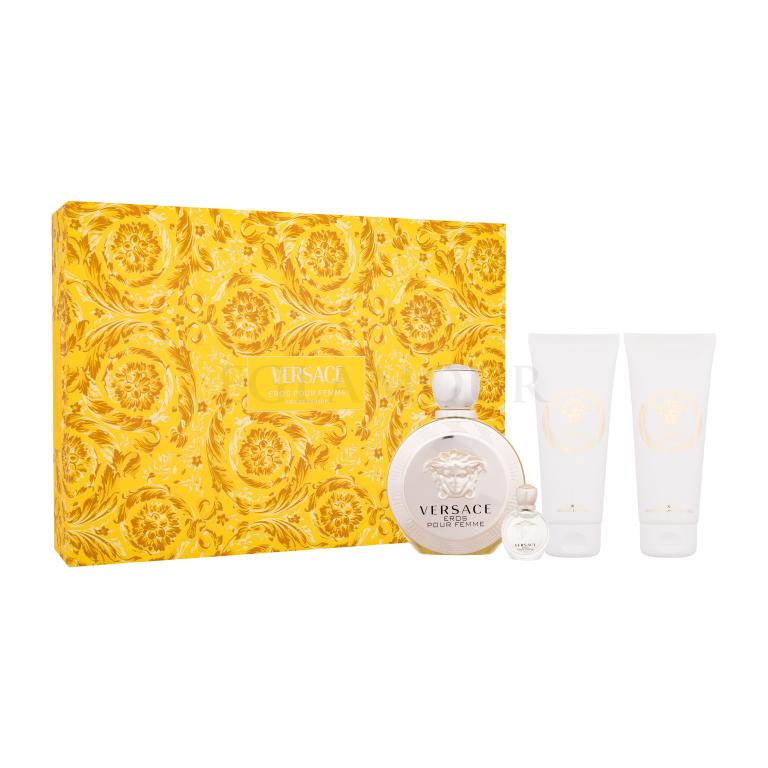 Versace Eros Pour Femme Zestaw Edp 100 ml + Edp 5 ml + Żel pod prysznic 100 ml + Mleczko do ciała 100 ml