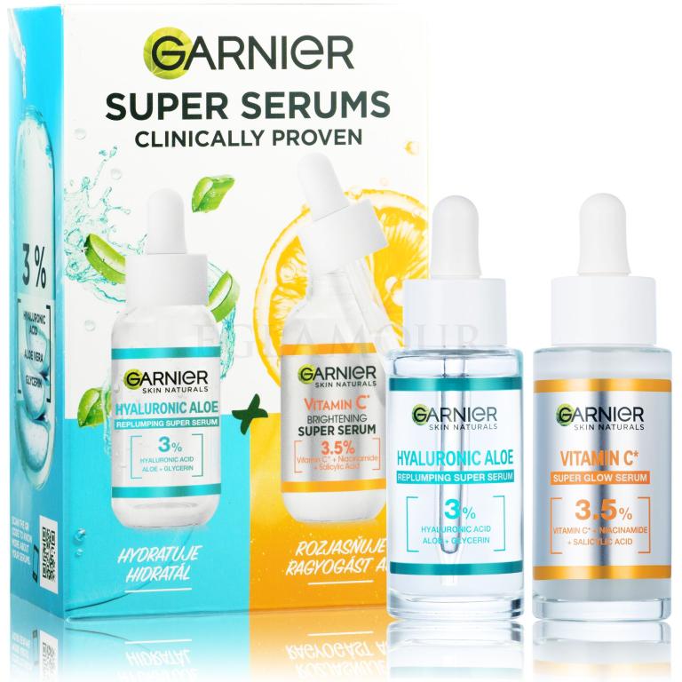 Garnier Skin Naturals Super Serums Zestaw Serum do twarzy Skin Naturals Vitamin C 30 ml + serum do twarzy Skin Naturals Hyaluronic Aloe 30 ml