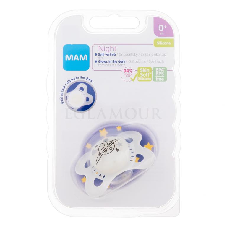 MAM Night Silicone Pacifier 0m+ Planet Smoczek dla dzieci 1 szt