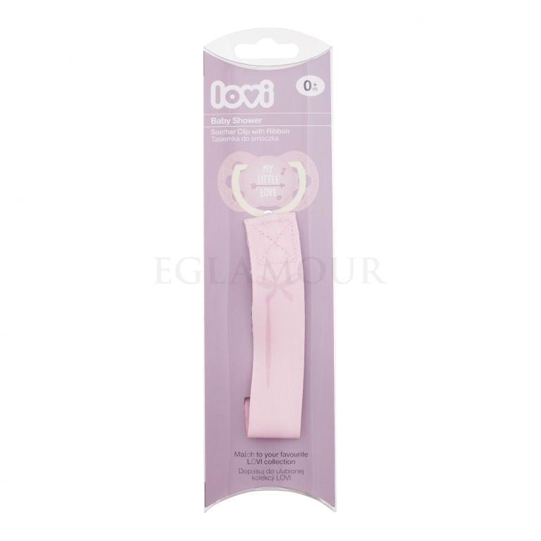 LOVI Baby Shower Soother Clip With Ribbon Girl Łańcuszek do smoczka dla dzieci 1 szt