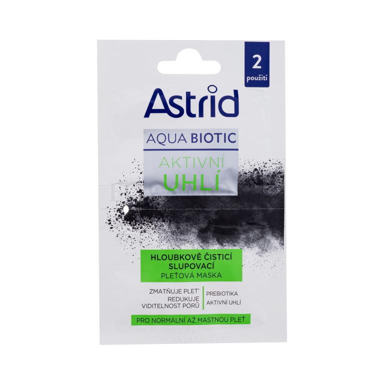 Astrid Aqua Biotic Active Charcoal Cleansing Mask Maseczka do twarzy dla kobiet 2x8 ml