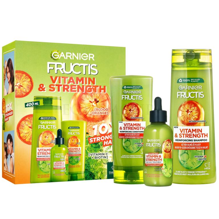 Garnier Fructis Vitamin &amp; Strength Zestaw szampon Fructis Vitamin &amp; Strength Reinforcing Shampoo 400 ml + odżywka Fructis Vitamin &amp; Strength Reinforcing Conditioner 200 ml + serum do włosów Fructis Vitamin &amp; Strength Anti-Fall Treatment 125 ml