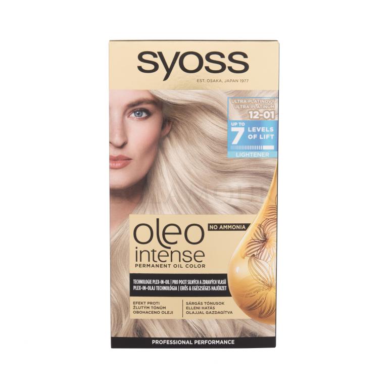 Syoss Oleo Intense Permanent Oil Color Farba do włosów dla kobiet 50 ml Odcień 12-01 Ultra Platinum Uszkodzone pudełko