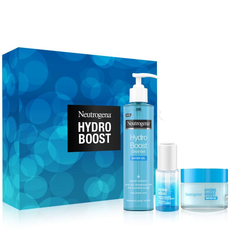 Neutrogena Hydro Boost Gift Set Zestaw nawilżający żel do twarzy Hydro Boost Water Gel 50 ml + serum do twarzy Hydro Boost Hyaluronic Acid Concentrated Serum 15 ml + żel oczyszczający Hydro Boost Water Gel Cleanser 200 ml