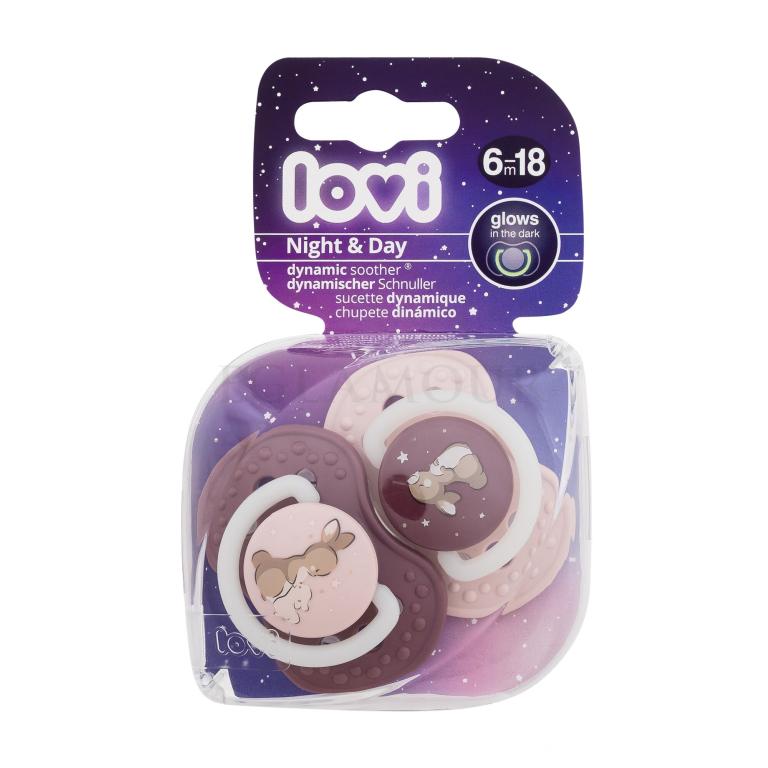 LOVI Night &amp; Day Dynamic Soother Girl 6-18m Smoczek dla dzieci 2 szt