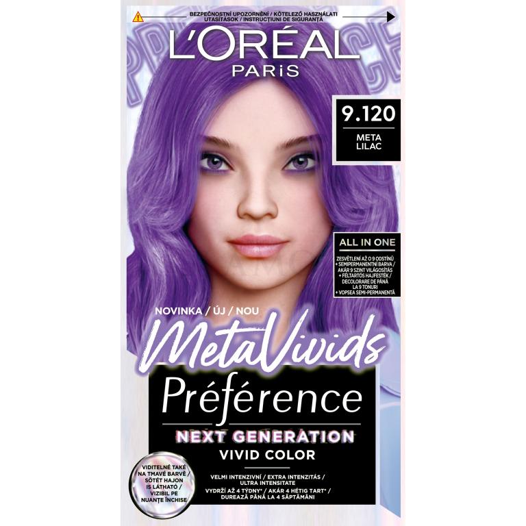 L&#039;Oréal Paris Préférence Meta Vivids Farba do włosów dla kobiet 75 ml Odcień 9.120 Meta Lilac