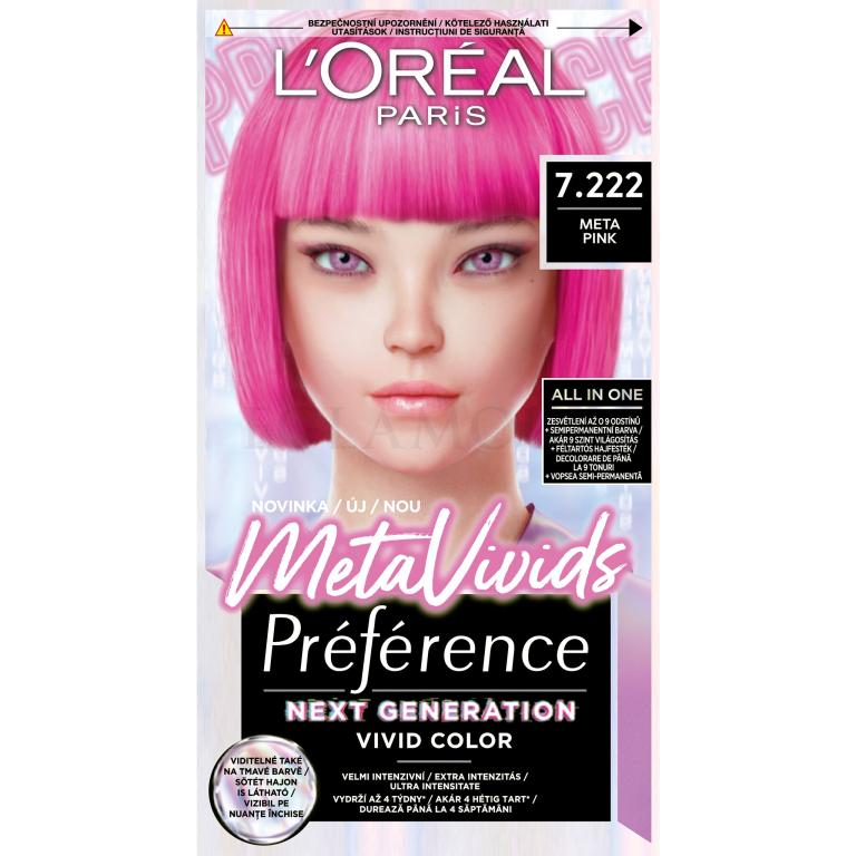 L&#039;Oréal Paris Préférence Meta Vivids Farba do włosów dla kobiet 75 ml Odcień 7.222 Meta Pink