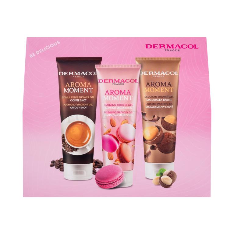 Dermacol Aroma Moment Be Delicious Zestaw żel pod prysznic Stimulating Shower Gel Coffee Shot 250 ml + żel pod prysznic Calming Shower Gel Almond Macaroon 250 ml + żel pod prysznic Delicious Shower Gel Macadamia Truffle 250 ml