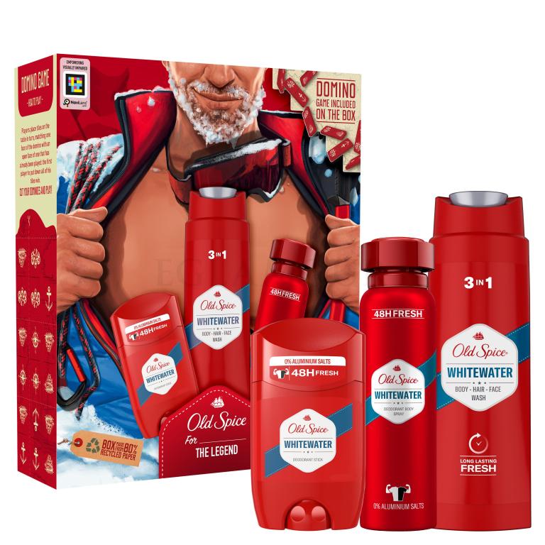 Old Spice Whitewater Zestaw dezodorant 150 ml + deostick 50 ml + żel pod prysznic 3w1 250 ml + domino