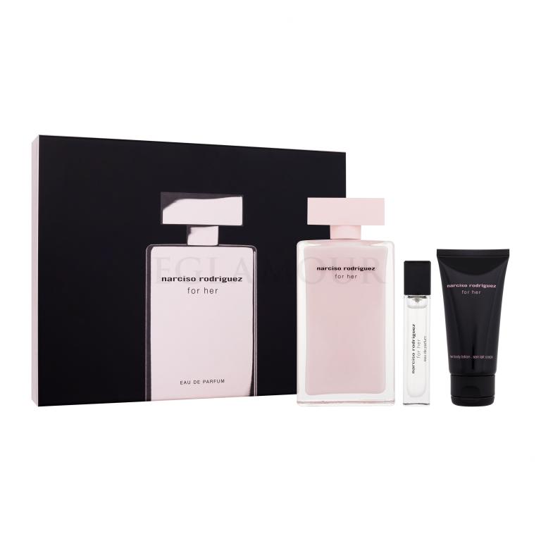 Narciso Rodriguez For Her Zestaw woda perfumowana 100 ml + woda perfumowana 10 ml + mleczko do ciała 50 ml