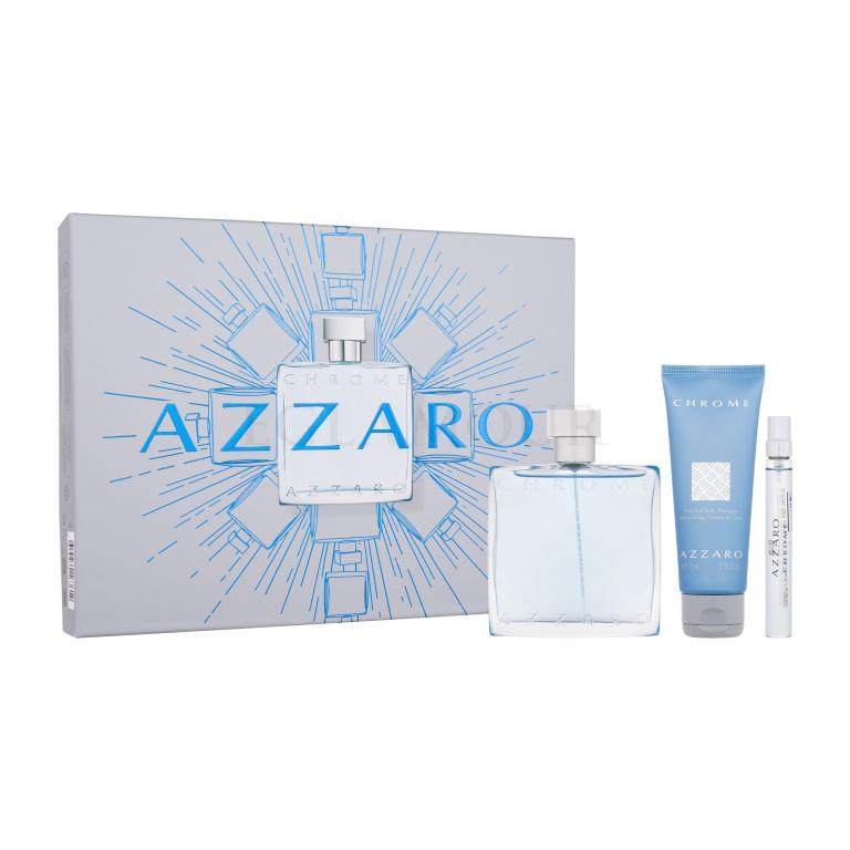 Azzaro Chrome Zestaw woda toaletowa 100 ml + woda toaletowa 10 ml + szampon do włosów i ciała 75 ml