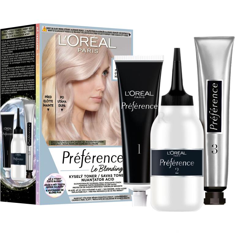 L&#039;Oréal Paris Préférence Le Blonding Toner Farba do włosów dla kobiet 60 ml Odcień Platinum Pearl