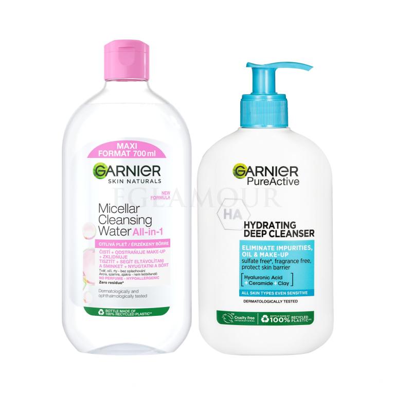 Zestaw Płyn micelarny Garnier Skin Naturals Micellar Cleansing Water All-in-1 + Żel oczyszczający Garnier Pure Active Hydrating Deep Cleanser