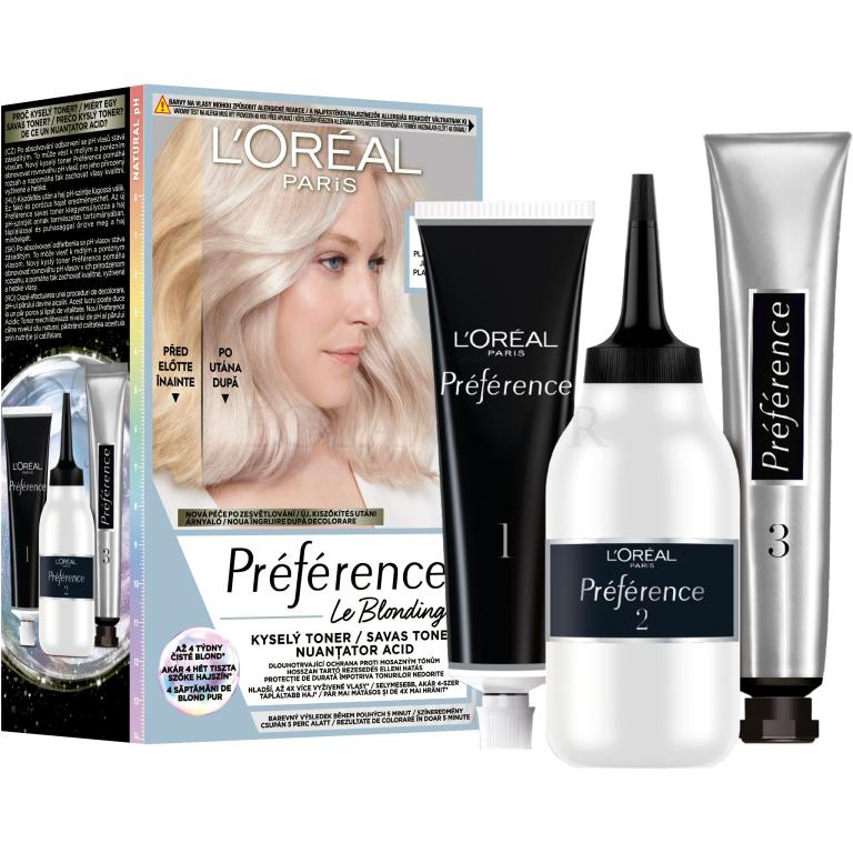 L&#039;Oréal Paris Préférence Le Blonding Toner Farba do włosów dla kobiet 60 ml Odcień Platinum Ice Uszkodzone pudełko