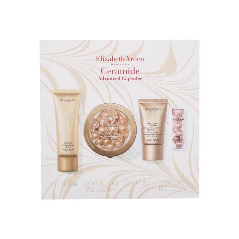 Elizabeth Arden Ceramide Advanced Capsules Zestaw serum do twarzy Advanced Ceramid Capsules Daily Youth Restoring Serum 60 szt. + krem oczyszczający Ceramide Purifying Cream Cleanser 50 ml + krem do twarzy Advanced Ceramide Lift and Firm Day Cream 15 ml + serum do twarzy Retinol Ceramide Capsules Li