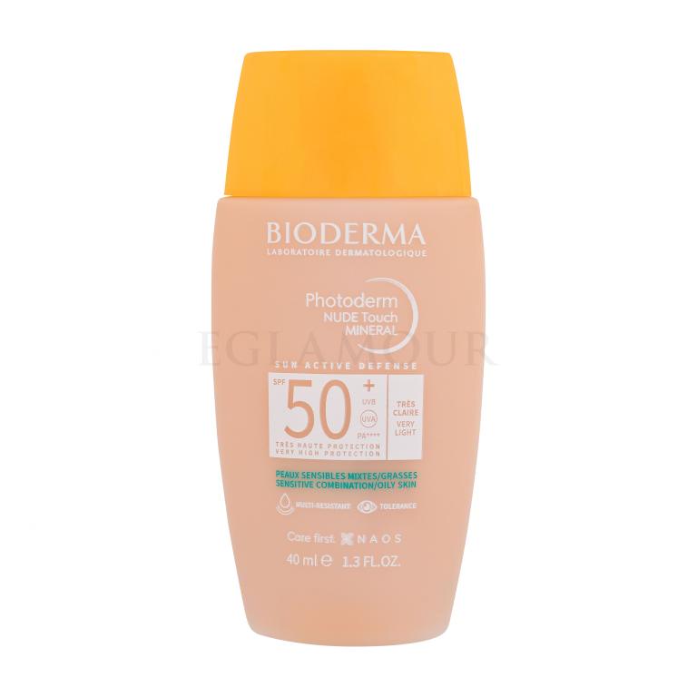 BIODERMA Photoderm Nude Touch Mineral SPF50+ Preparat do opalania twarzy 40 ml Odcień Very Light