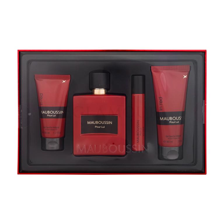 Mauboussin Pour Lui In Red Zestaw woda perfumowana 100 ml + żel pod prysznic 90 ml + woda perfumowana 20 ml + żel pod prysznic 50 ml