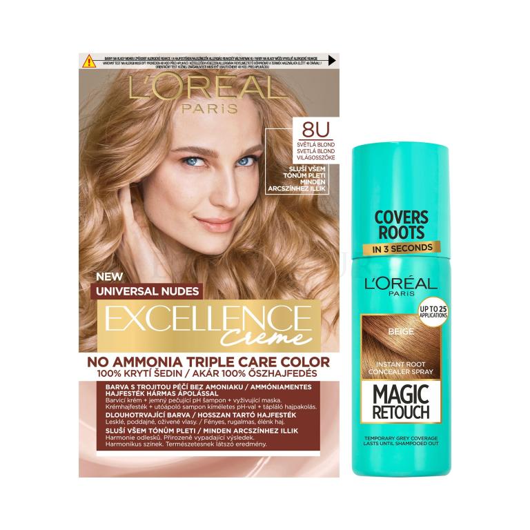 Zestaw Farba do włosów L&#039;Oréal Paris Magic Retouch Instant Root Concealer Spray + Farba do włosów L&#039;Oréal Paris Excellence Creme Triple Protection