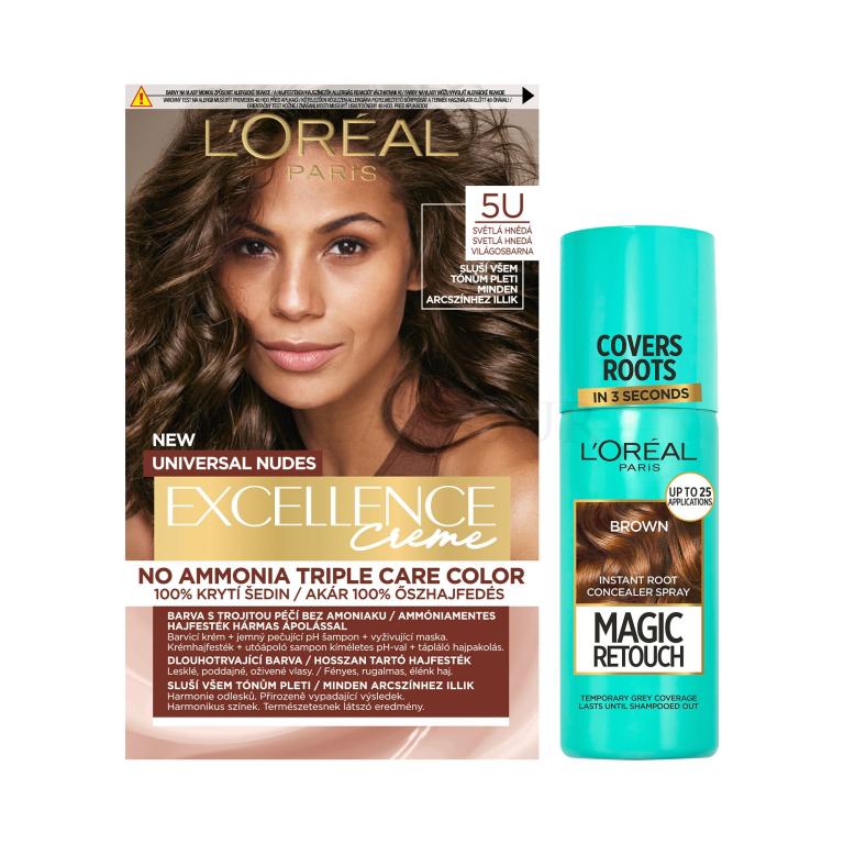 Zestaw Farba do włosów L&#039;Oréal Paris Magic Retouch Instant Root Concealer Spray + Farba do włosów L&#039;Oréal Paris Excellence Creme Triple Protection