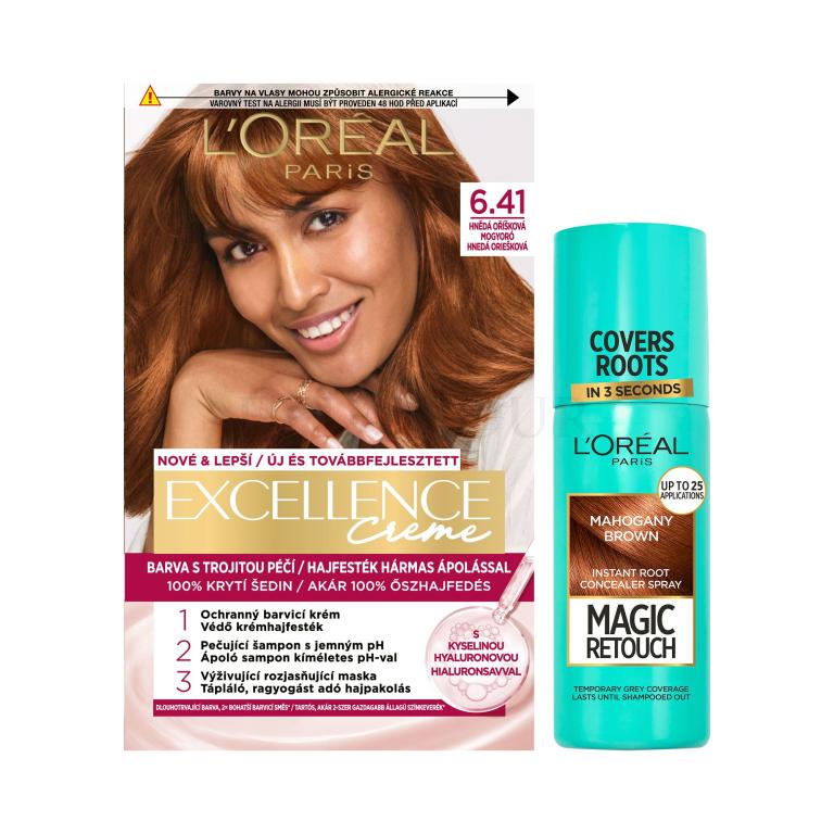 Zestaw Farba do włosów L&#039;Oréal Paris Magic Retouch Instant Root Concealer Spray + Farba do włosów L&#039;Oréal Paris Excellence Creme Triple Protection